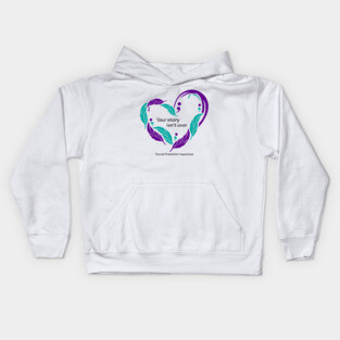 Suicide prevention: feather heart, black type Kids Hoodie
