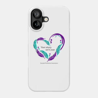 Suicide prevention: feather heart, black type Phone Case