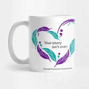 Suicide prevention: feather heart, black type Mug