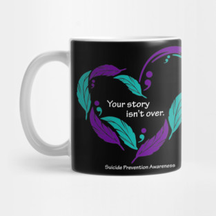 Suicide prevention heart, white type Mug