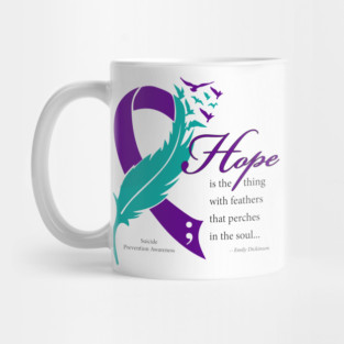 Suicide Hope Feather Ribbon, black type Mug