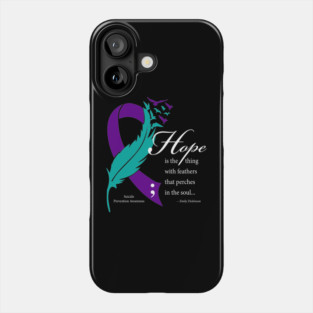 Suicide Hope Feather Ribbon, white type Phone Case