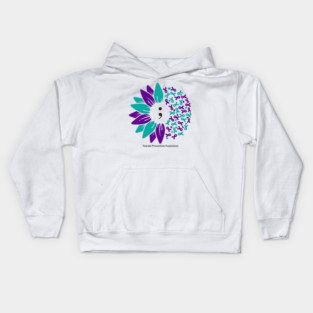 Suicide prevention semicolon flower, black type Kids Hoodie