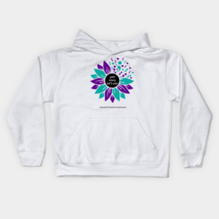 Suicide prevention: semicolon sunflower, black type Kids Hoodie