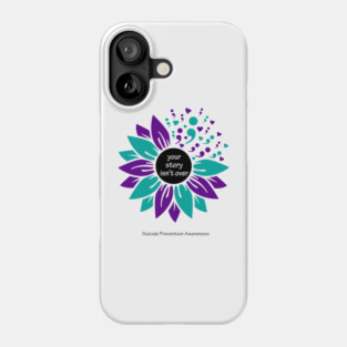 Suicide prevention: semicolon sunflower, black type Phone Case