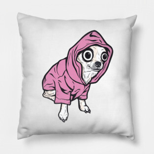 Pink Chihuahua Hoodie Pillow