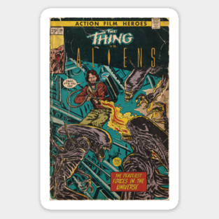 The Thing vs. Aliens fan art comic cover Sticker