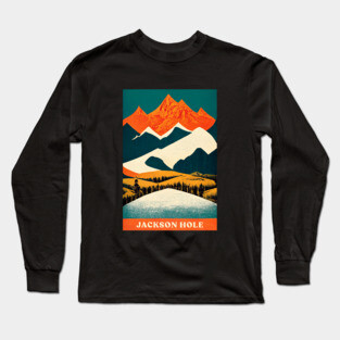 Jackson Hole Wyoming Retro Travel Long Sleeve T-Shirt
