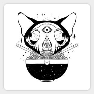 Cosmic Cat Skull Ramen Noodles Sticker