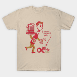 Lucky Retro Defunct Beer Man T-Shirt