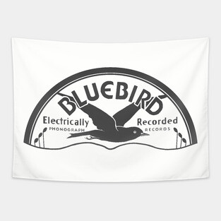 Bluebird Record logo Grayscale Tapestry