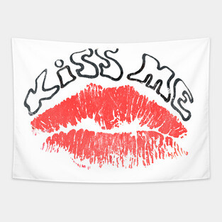 Kiss Me --- Vintage 80s Aesthetic Tapestry