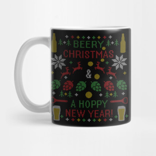 Beer Ugly Christmas Sweater Beer Lover Funny Beery Christmas Hoppy New Year IPA Hops Lover Mug