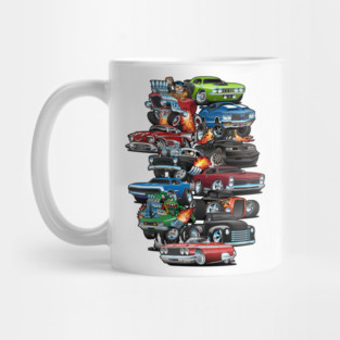Car Madness! Muscle Cars and Hot Rods Cartoon Mug
