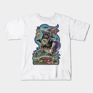 Magician Penguin - Navy Blue Outlined Version Kids T-Shirt