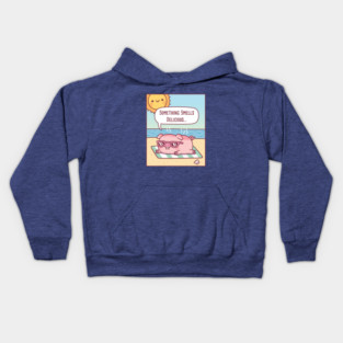 Pig Gets Sunburned At Beach, Something Smells Delicious Funny Kids Hoodie