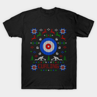 Curling Ugly Christmas Sweater Party Design T-Shirt