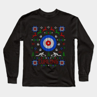 Curling Ugly Christmas Sweater Party Design Long Sleeve T-Shirt
