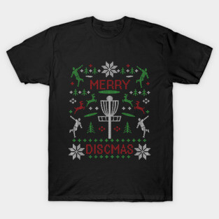 Merry Discmas Disc Golf Ugly Christmas Sweater Disc Golf Christmas T-Shirt