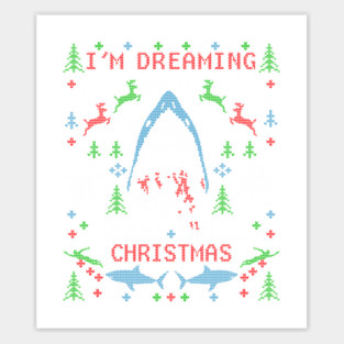 I'm Dreaming of a Great White Christmas Shark Ugly Christmas Sweater Sticker