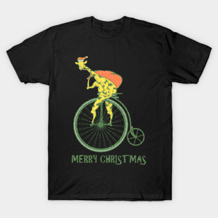 Funny Christmas sweater bicycle giraffe T-Shirt