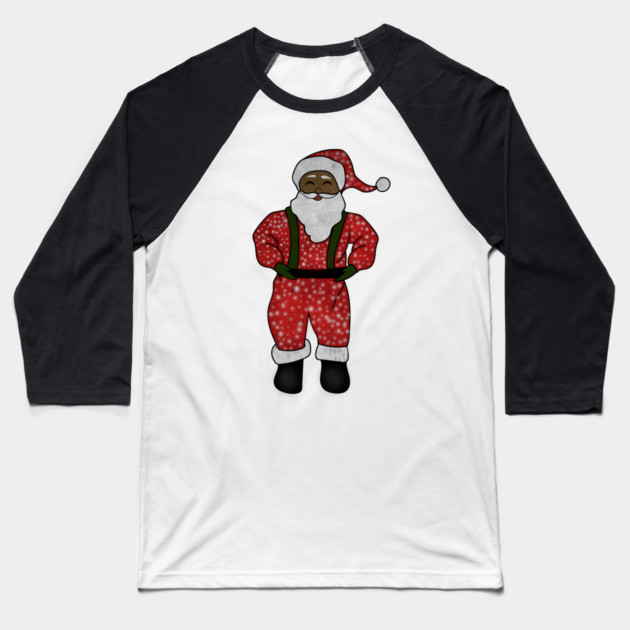 Black Santa Claus Funny Afro American Christmas Baseball T-Shirt by logiamerch