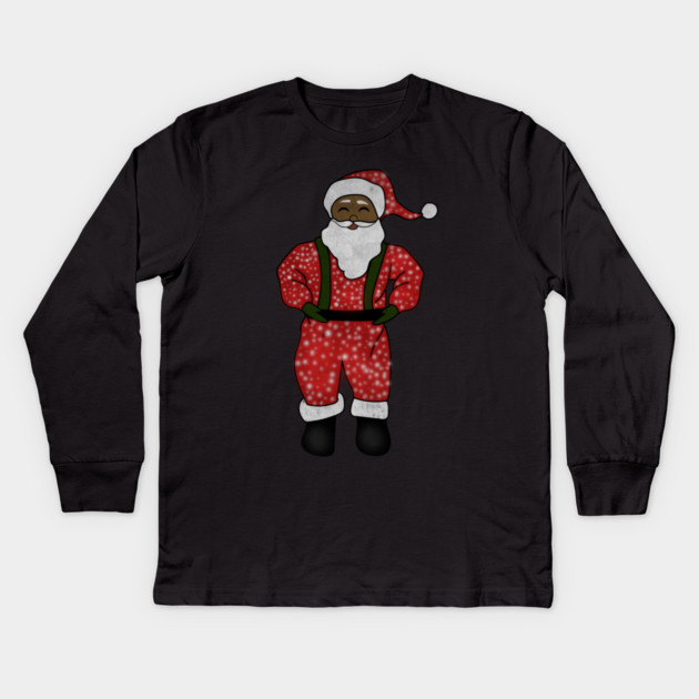 Black Santa Claus Funny Afro American Christmas Kids Long Sleeve T-Shirt by logiamerch