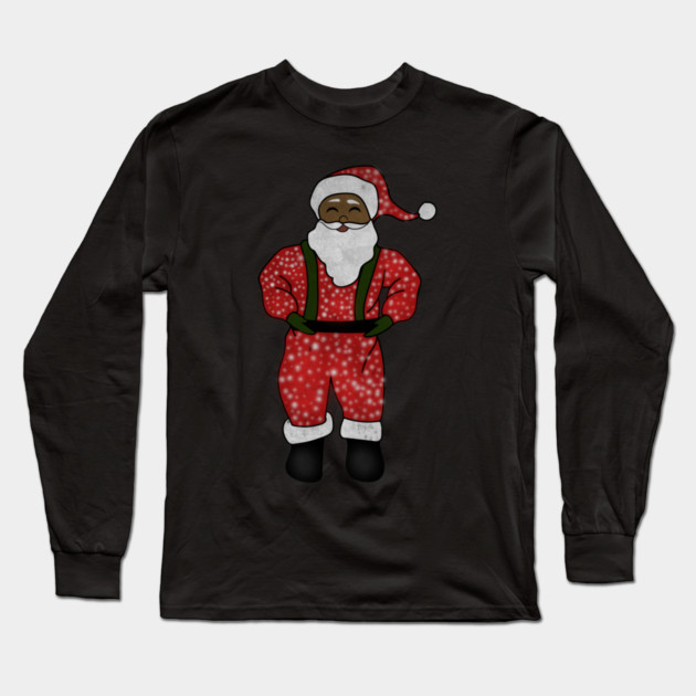 Black Santa Claus Funny Afro American Christmas Long Sleeve T-Shirt by logiamerch