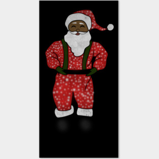 Black Santa Claus Funny Afro American Christmas Posters and Art