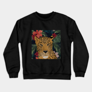 Beautiful Leopard in Tropical Floral Setting T-Shirt Crewneck Sweatshirt