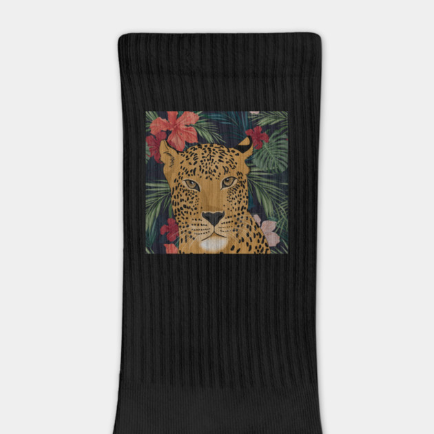 Beautiful Leopard in Tropical Floral Setting T-Shirt by logiamerch