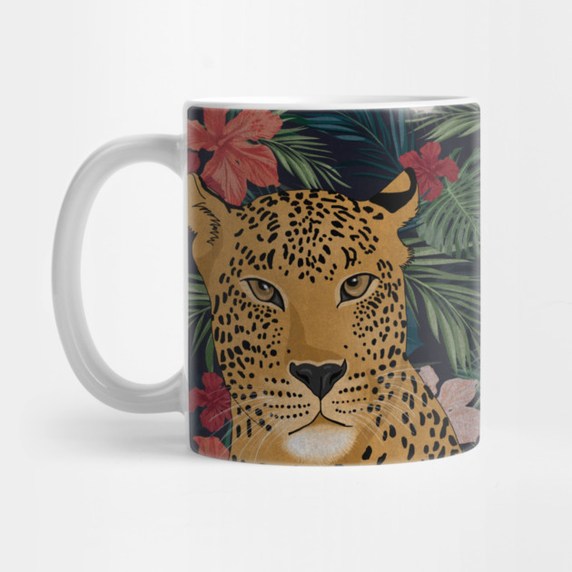 Beautiful Leopard in Tropical Floral Setting T-Shirt by logiamerch
