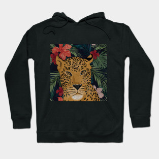 Beautiful Leopard in Tropical Floral Setting T-Shirt Hoodie