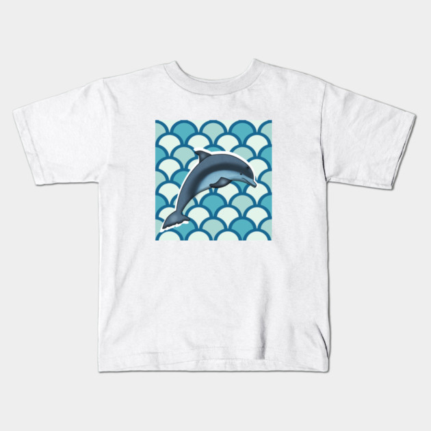 Dolphin Ocean Animal with Waves Kids T-Shirt by logiamerch