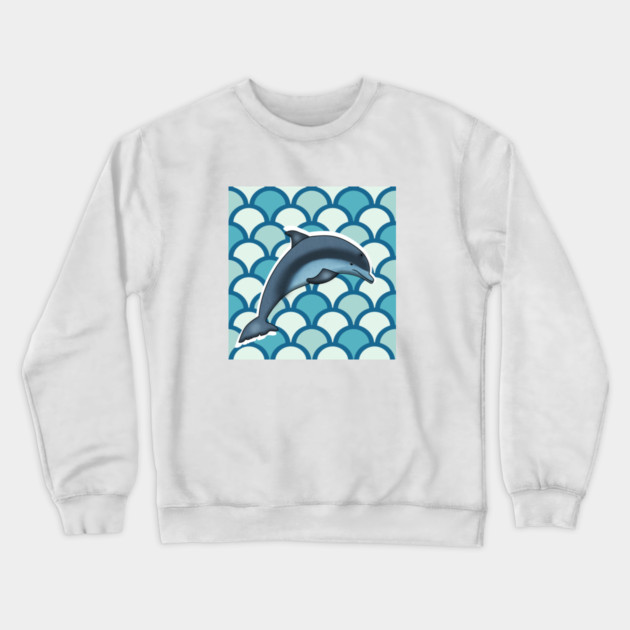 Dolphin Ocean Animal with Waves Crewneck Sweatshirt by logiamerch
