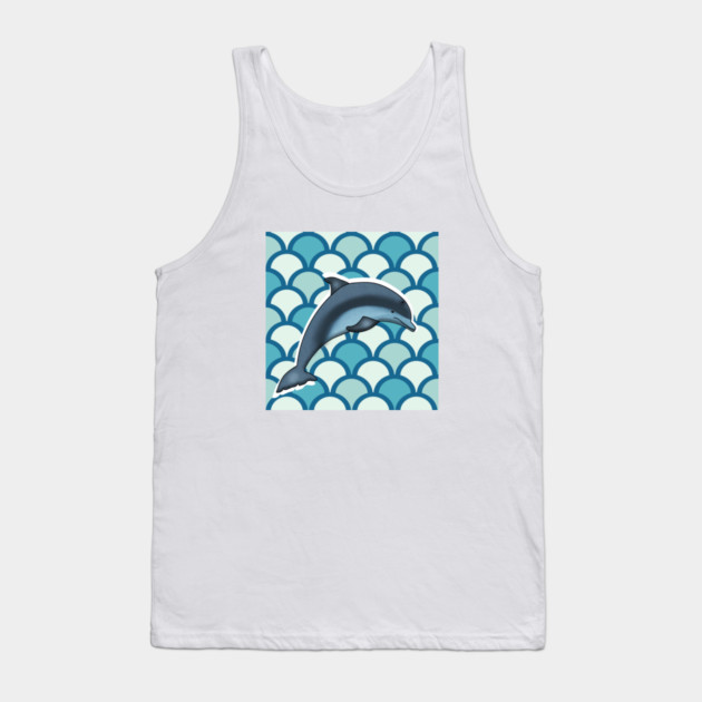Dolphin Ocean Animal with Waves Tank Top by logiamerch