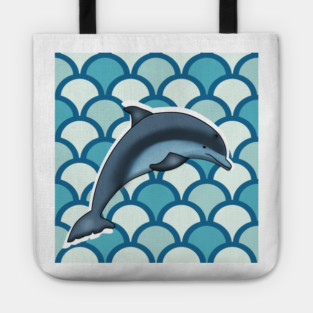 Dolphin Ocean Animal with Waves Tote