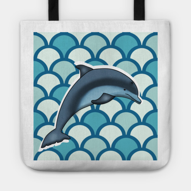 Dolphin Ocean Animal with Waves Tote by logiamerch