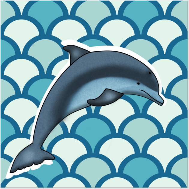 Dolphin Ocean Animal with Waves Wall Art by logiamerch