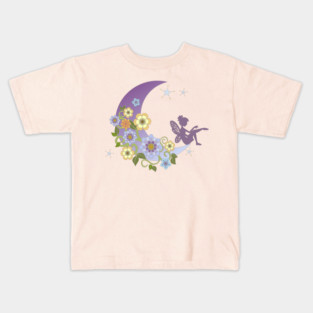 Fairy With Floral Moon Kids T-Shirt