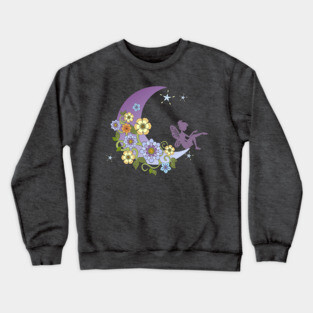 Fairy With Floral Moon Crewneck Sweatshirt