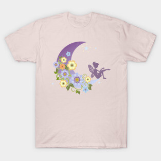 Fairy With Floral Moon T-Shirt