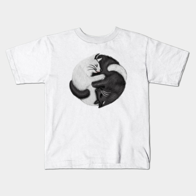 Yin Yang Cats Cat Lover Kitten Chinese Graphic Kids T-Shirt by logiamerch