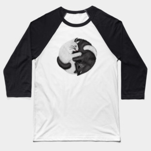 Yin Yang Cats Cat Lover Kitten Chinese Graphic Baseball T-Shirt