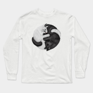 Yin Yang Cats Cat Lover Kitten Chinese Graphic Long Sleeve T-Shirt