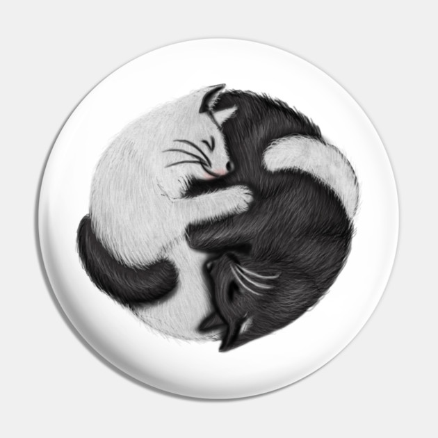 Yin Yang Cats Cat Lover Kitten Chinese Graphic Pin by logiamerch