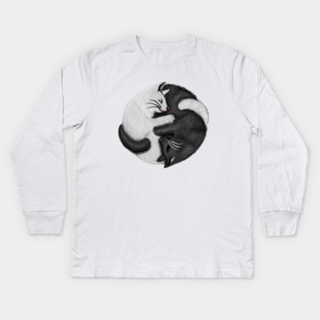 Yin Yang Cats Cat Lover Kitten Chinese Graphic Kids Long Sleeve T-Shirt by logiamerch