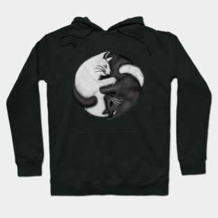 Yin Yang Cats Cat Lover Kitten Chinese Graphic Hoodie