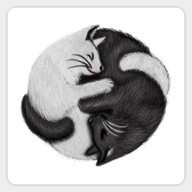 Yin Yang Cats Cat Lover Kitten Chinese Graphic Sticker by logiamerch