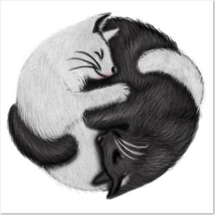 Yin Yang Cats Cat Lover Kitten Chinese Graphic Posters and Art